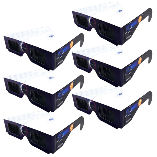 *50% off when buying 2 or more! Solar Eclipse Paper Glasses - 6 Pack - Safe Glasses for Direct Sun Viewing, Meets Requirements of ISO 12312-2