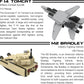 5 Military Building Block Sets (F/A-18 Hornet, F-14 Tomcat Fighter Jet, AH-64 Apache Helicopter, M2 Bradley Tank, and Humvee Avenger) - 728 Pieces