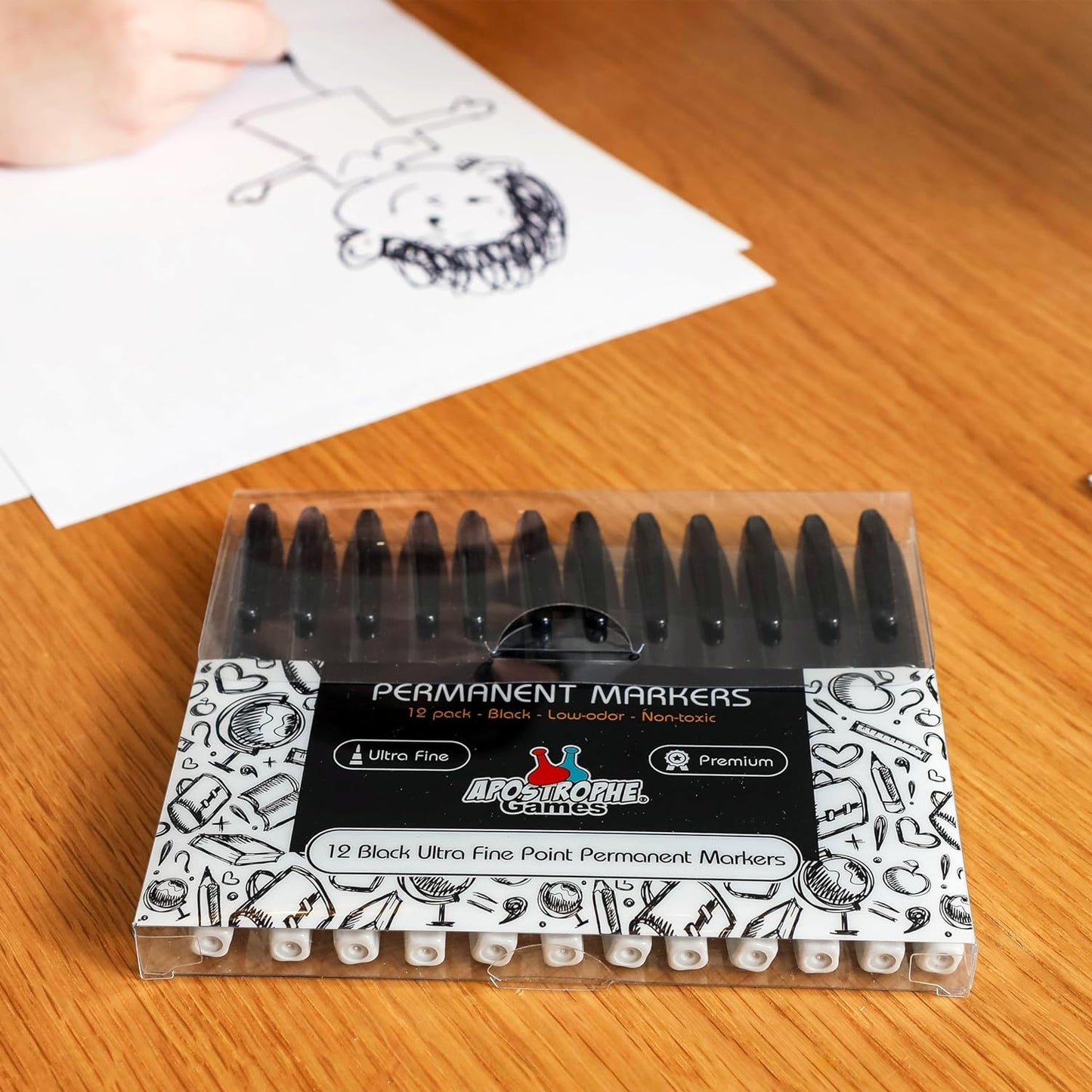 Ultra Fine Point Permanent Markers - 12 Black Pens