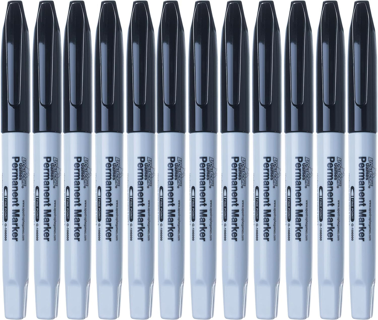 Fine Point Permanent Markers - 12 Pack, Black Pens