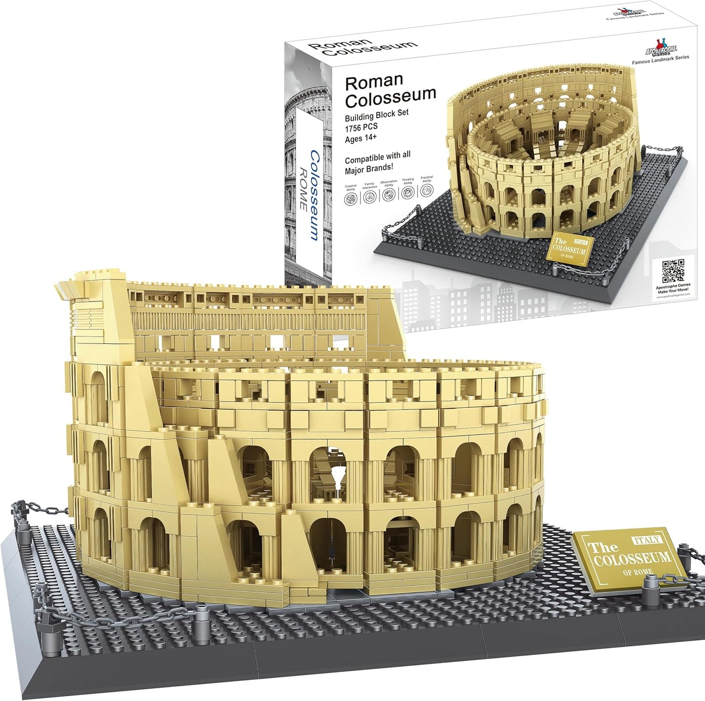 Roman Colosseum Building Block Set - 1756 Pieces