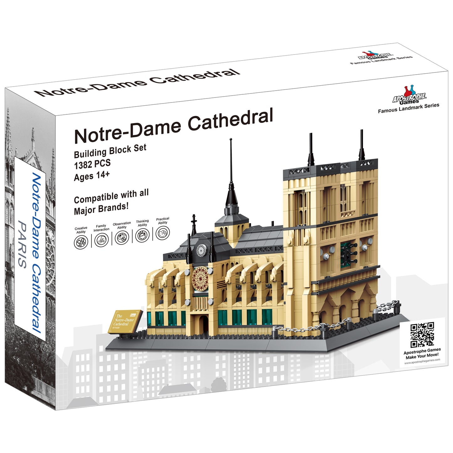 Notre-Dame Cathedral Building Block Set - 1382 Pieces