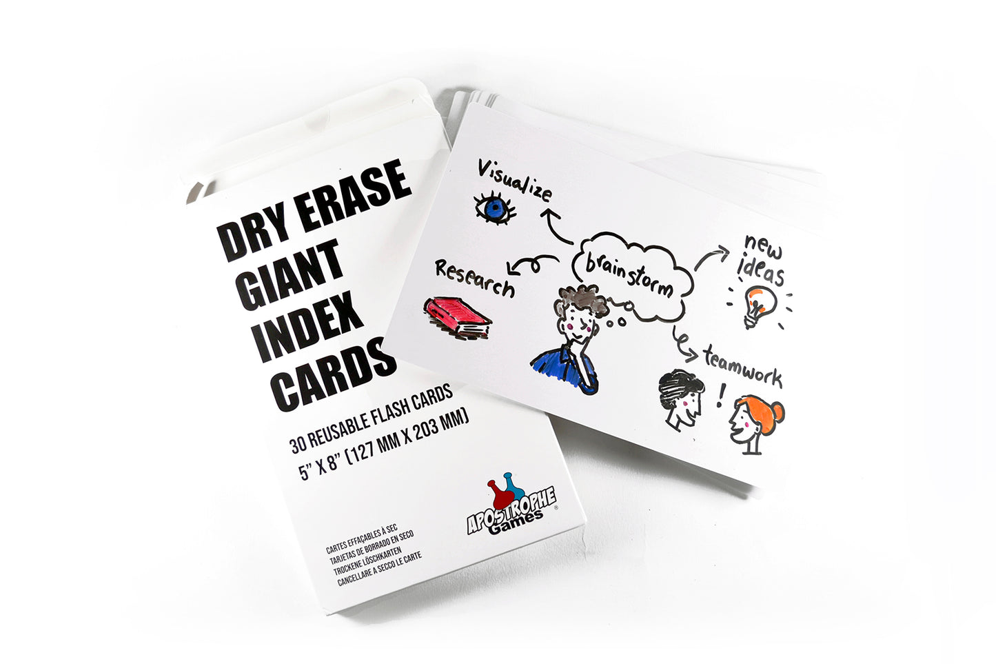 Reusable Giant Dry Erase Index Cards (5" x 8") – 30 Card Pack