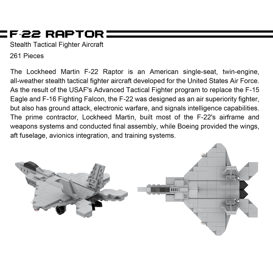 5 Military Vehicle Set (F-22 Raptor, M1 Abrams Tank, Black Hawk Helicopter, MQ-9 Reaper UAV, & Humvee)- 665 Pieces