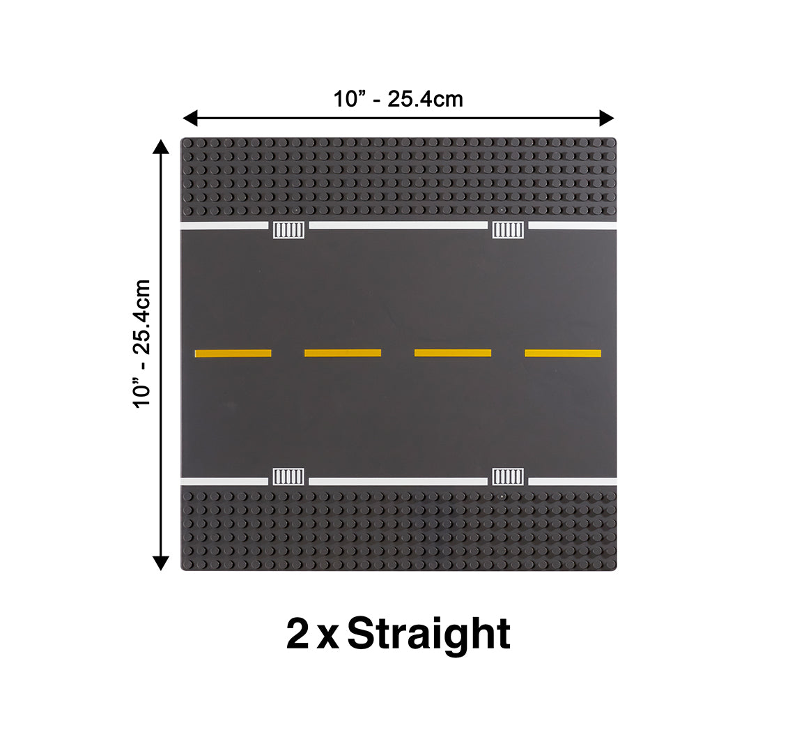 2 Straight Road Building Block Base Plates