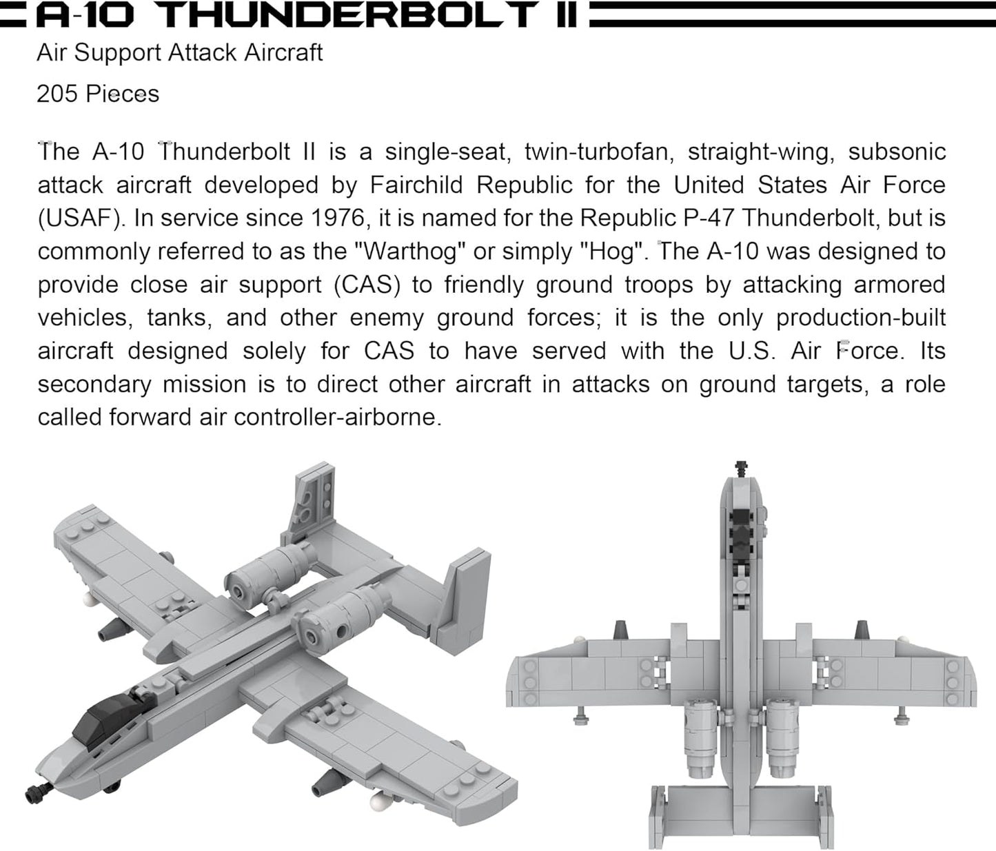 5 Military Building Block Sets (A-10 Thunderbolt II, F-4 Phantom II, M109 Paladin, M1128 Stryker, & V-22 Osprey) - 901 Pieces
