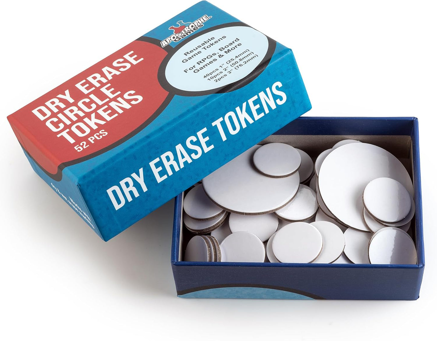 52 Dry Erase Circle Tokens - Reusable Board Game Pieces