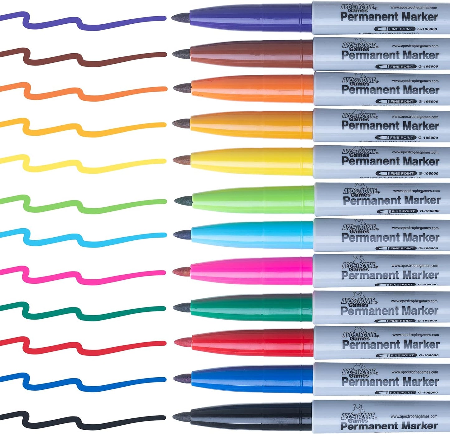 Fine Point Permanent Markers - 12 Colors