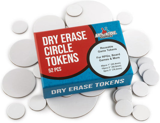 52 Dry Erase Circle Tokens - Reusable Board Game Pieces