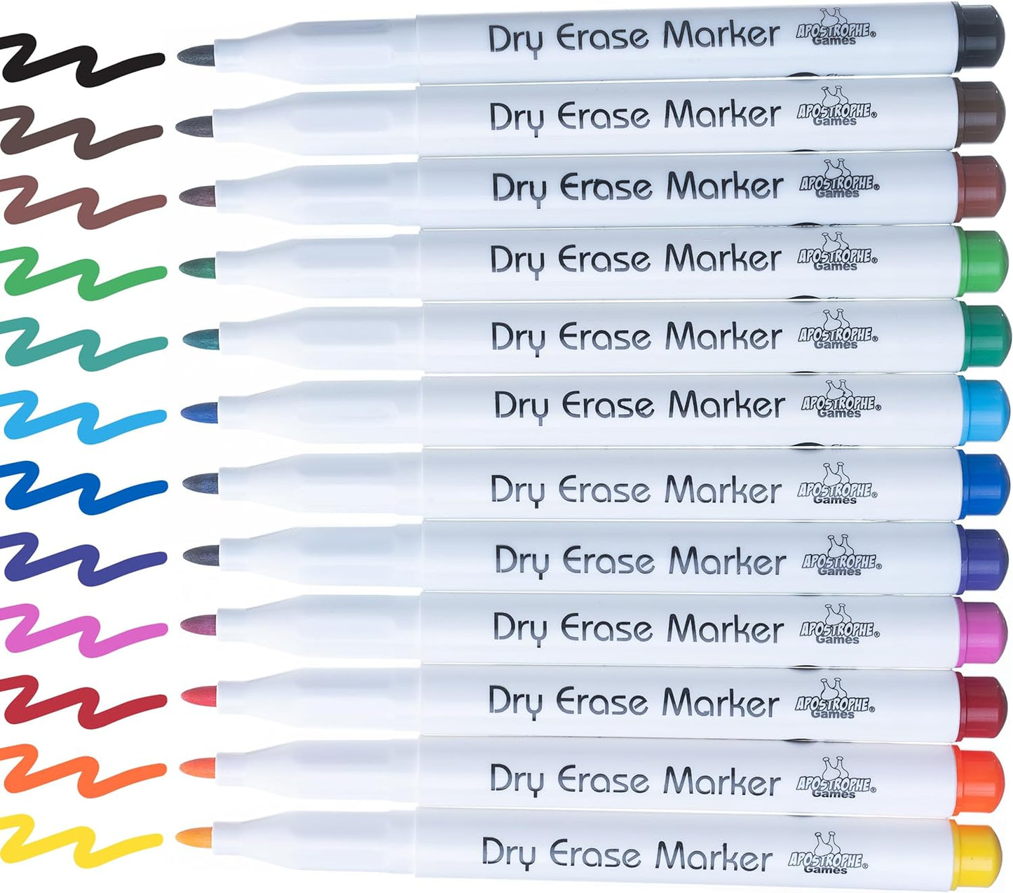 Fine Point Dry Erase Markers - 12 Colors