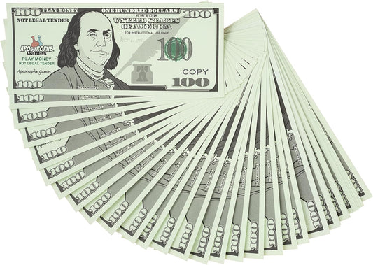 Play Money - 200Pcs $100 Bills Pretend Money for Kids, Kids Banking Toy