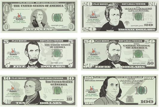 Play Money - 200Pcs $1, $5, $10, $20, $50 & $100 Bills Pretend for Kids