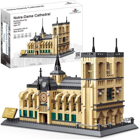 Notre-Dame Cathedral Building Block Set - 1382 Pieces