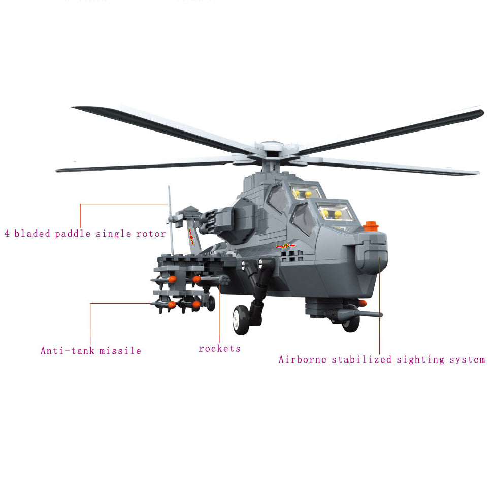Attack Helicopter Building Block Set - 272 Pieces