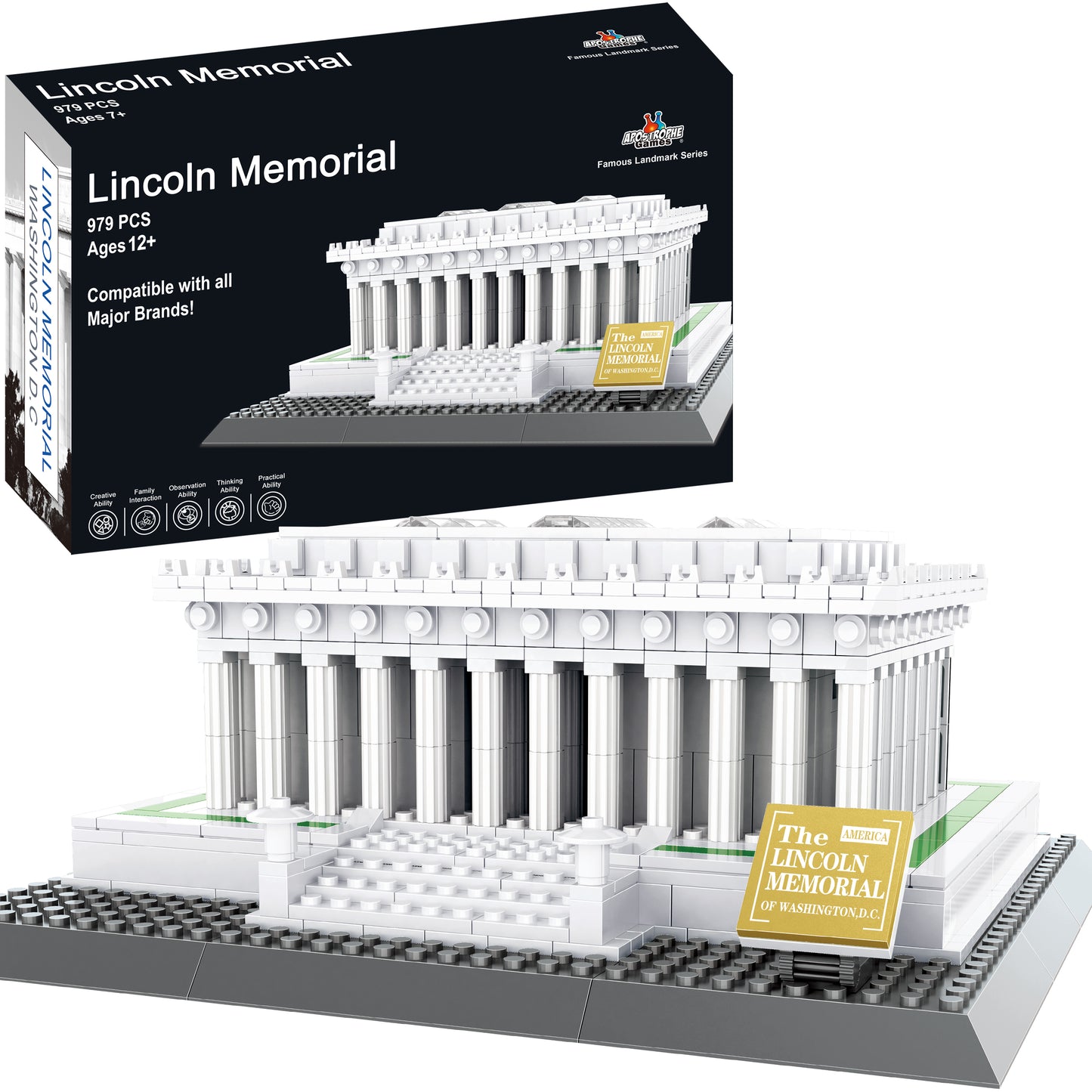 Lincoln Memorial Building Block Set - 979 Pieces