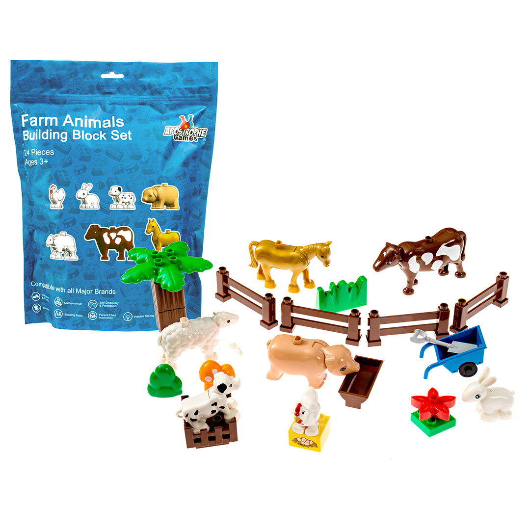 Farm Animals Building Block Set - 24 Pieces