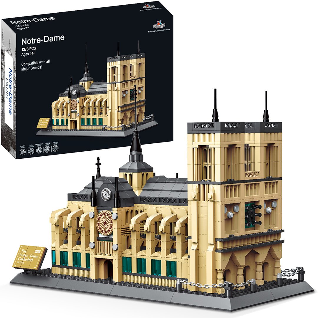 Notre-Dame Cathedral Building Block Set - 1378 Pieces