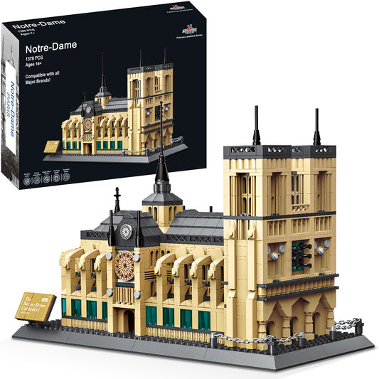Notre-Dame Cathedral Building Block Set - 1378 Pieces