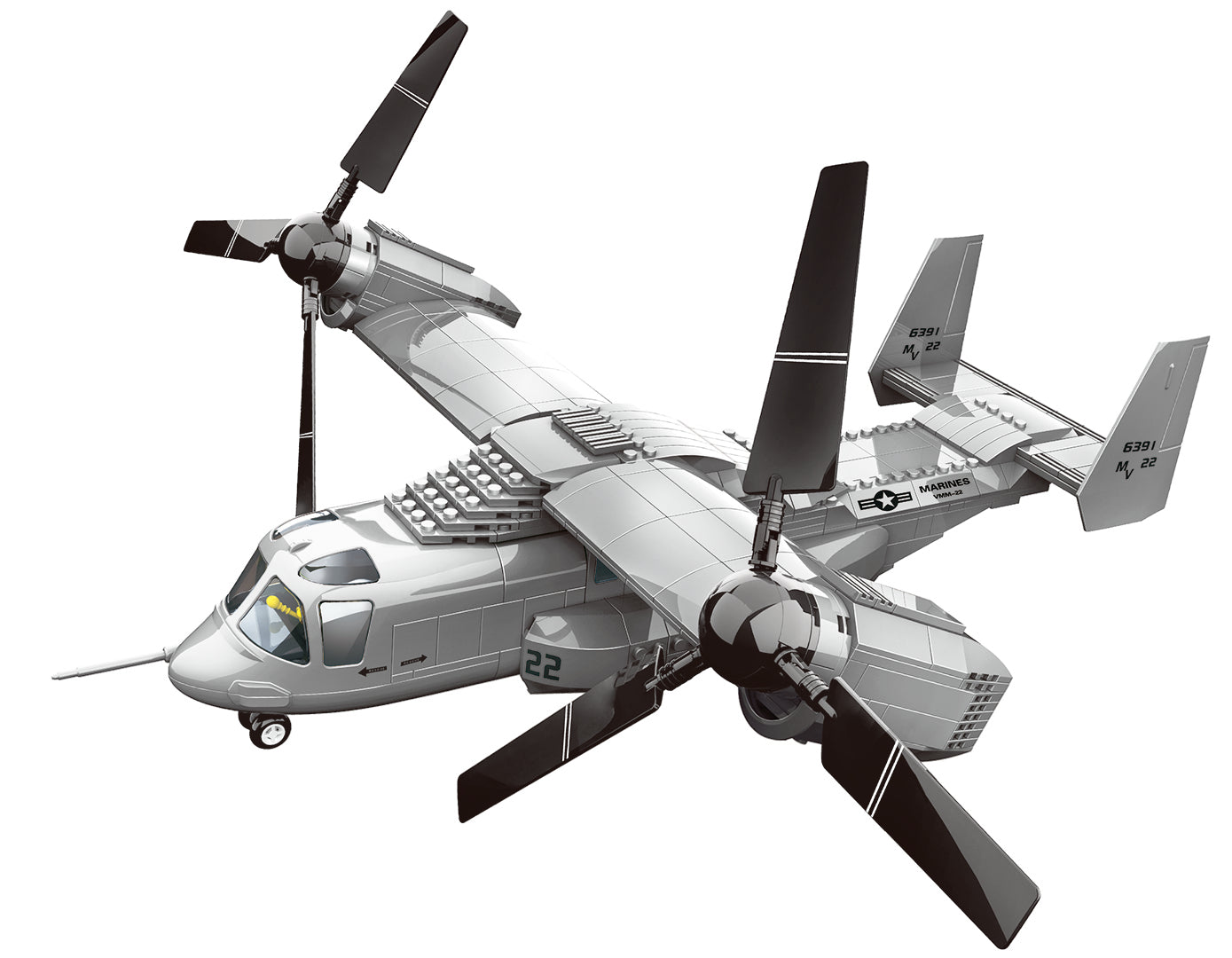 V-22 Osprey Tiltrotor Aircraft Building Block Set - 460 Pieces
