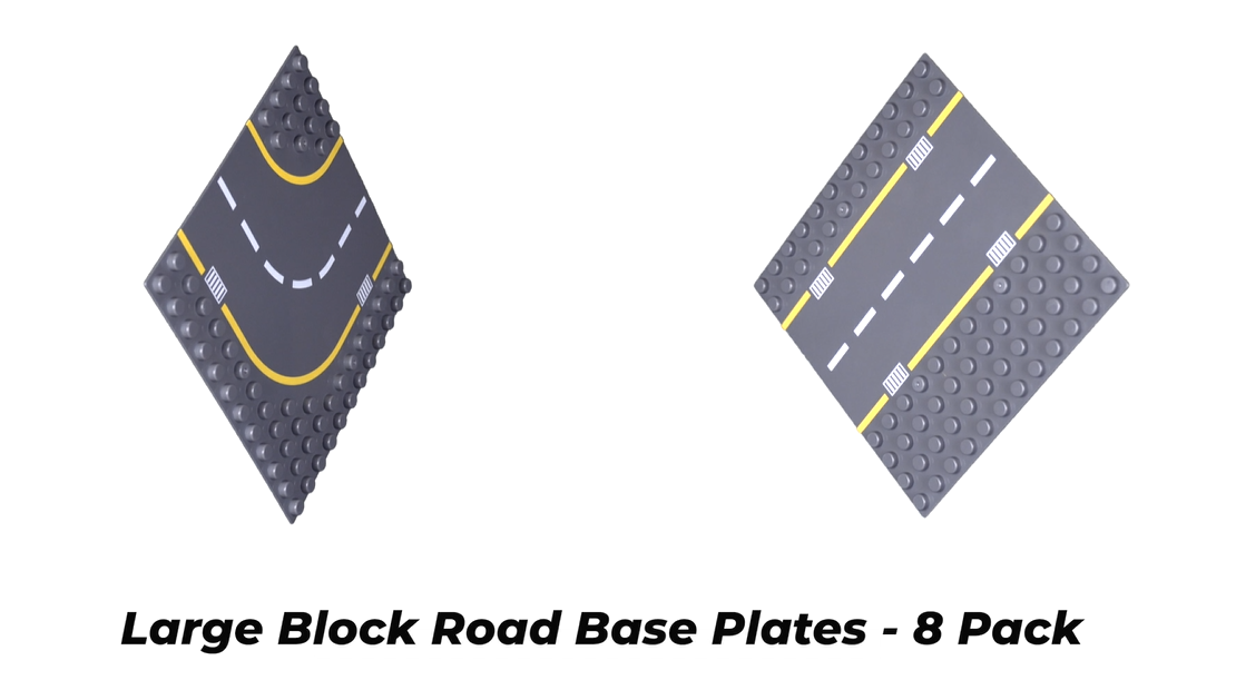 Apostrophe Games Road Baseplate – Premium Building Blocks Base Plates  Compatible with All Major Brands – 6pcs Baseplate Gray with Road Design –