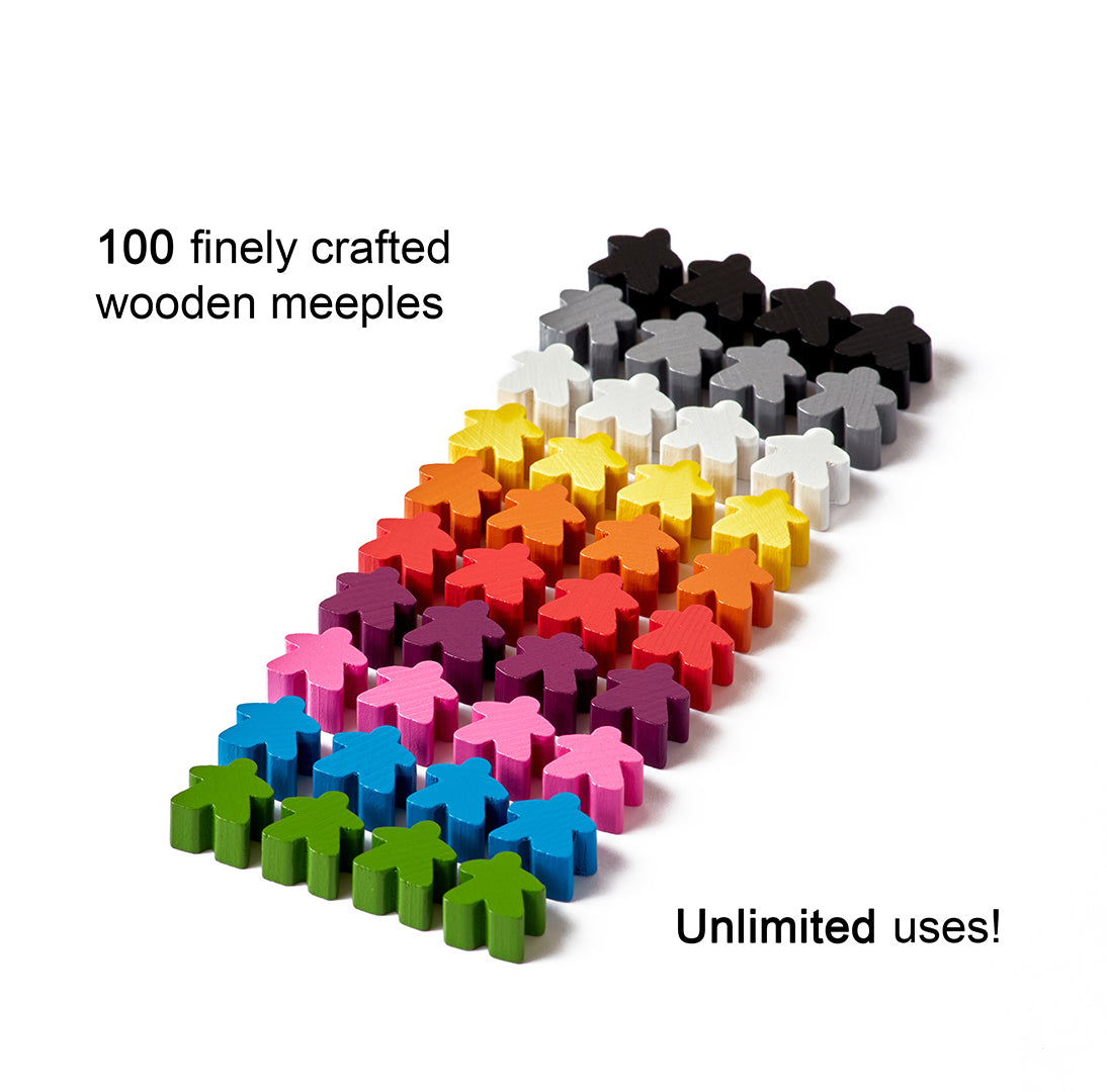 100 Multi-Color Wooden Meeples