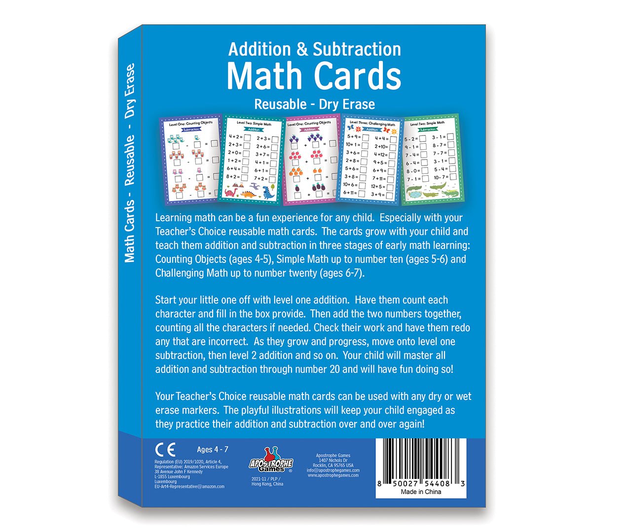 Reusable Dry Erase Addition & Subtraction Cards - Math Learning Made Easy!