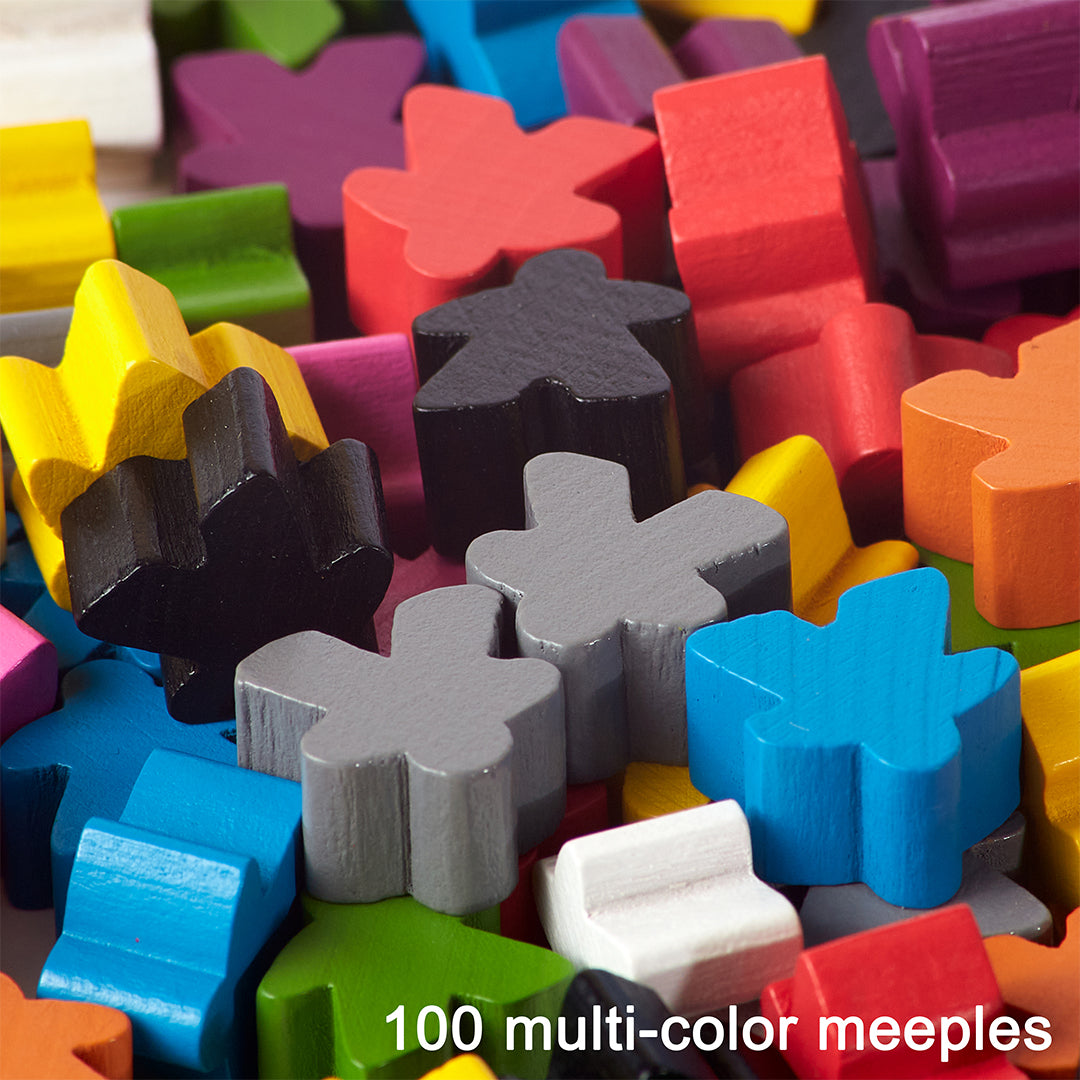 100 Multi-Color Wooden Meeples