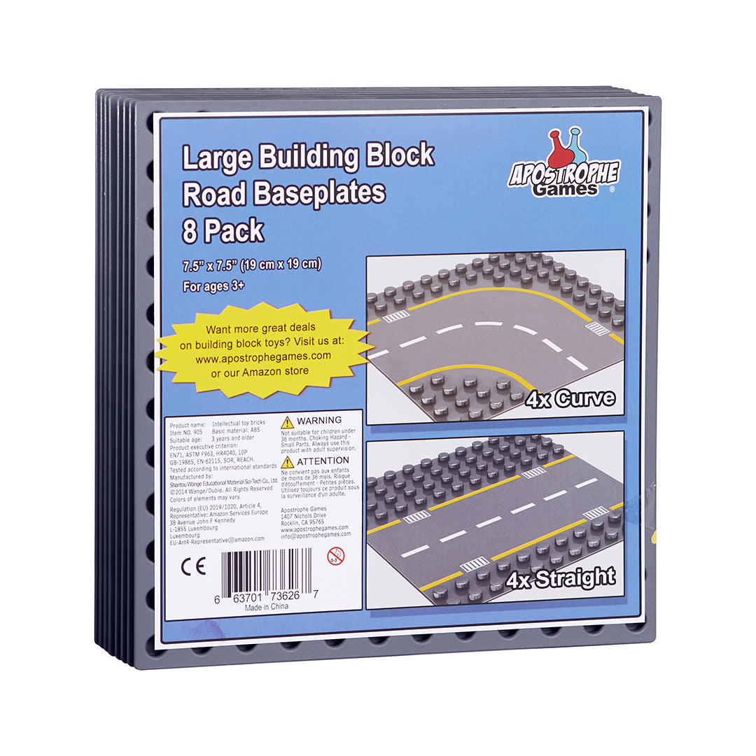 Apostrophe Games Road Baseplate – Premium Building Blocks Base Plates  Compatible with All Major Brands – 6pcs Baseplate Gray with Road Design –