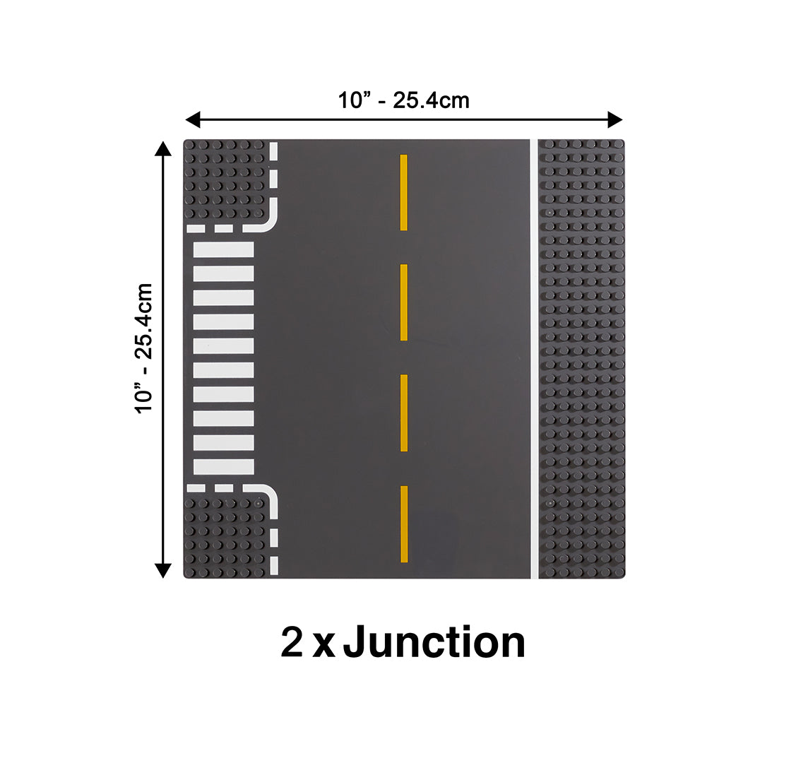 2 T-Junction Road Building Block Base Plates