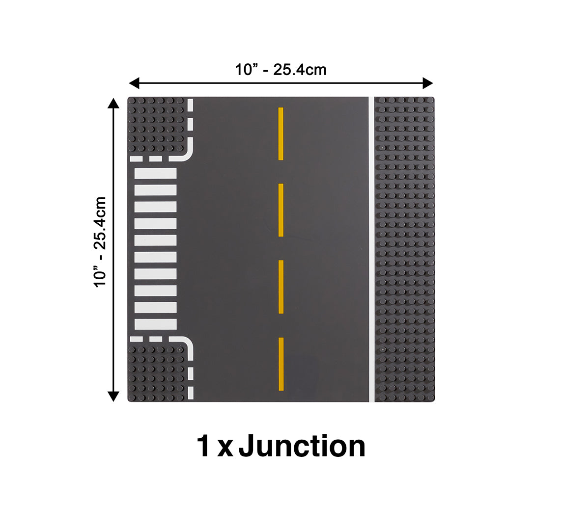 Apostrophe Games Road Baseplate – Premium Building Blocks Base Plates  Compatible with All Major Brands – 6pcs Baseplate Gray with Road Design –