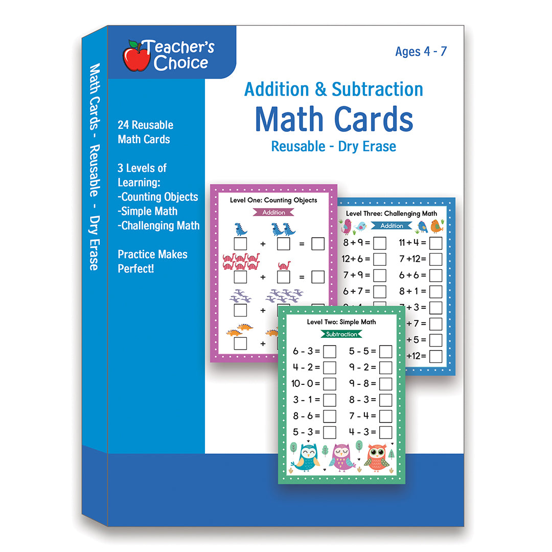 Reusable Dry Erase Addition & Subtraction Cards - Math Learning Made Easy!