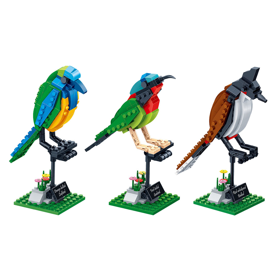 Birds Model Building Block Kit - 408 Pieces - Three Unique Birds