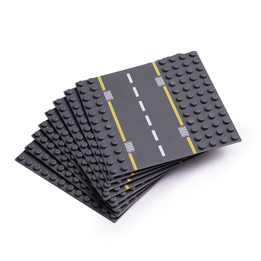 8 Road Building Block Base Plates Compatible with Duplo
